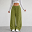 Women's Sherpa Fleece-Lined Wide-Leg Pull-On Pants in yellow green