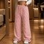 Women's Sherpa Fleece-Lined Wide-Leg Pull-On Pants in pink