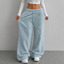 Women's Sherpa Fleece-Lined Wide-Leg Pull-On Pants in light blue