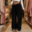 Women's Sherpa Fleece-Lined Wide-Leg Pull-On Pants in black