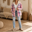 Women's sherpa lined plaid flannel shacket in pink