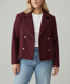 Women's short double breasted peacoat in red