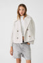 Women's short wool blend peacoat in beige