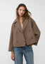 Women's short wool blend peacoat in brown
