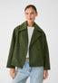 Women's short wool blend peacoat in green