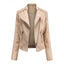Women's sleek faux leather biker jacket in khaki