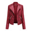 Women's sleek faux leather biker jacket in red
