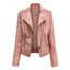 Women's sleek faux leather biker jacket in pink