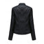 Black biker jacket shown from the front