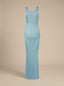 Women's Sleeveless Sequin Maxi Dress with Scoop Neck