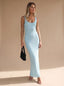Women's Sleeveless Sequin Maxi Dress with Scoop Neck