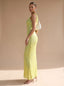 Women's Sleeveless Sequin Maxi Dress with Scoop Neck