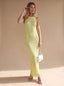 Women's Sleeveless Sequin Maxi Dress with Scoop Neck