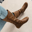 Women's slouched mid calf flat boots in light brown