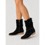 Women's slouchy buckle mid calf boots in black