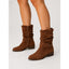 Women's slouchy buckle mid calf boots in dark brown