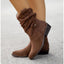 Women's slouchy faux suede mid calf boots in dark brown