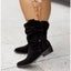 Women's slouchy faux suede mid calf boots in black