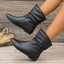 Women's slouchy slip on flat ankle boots in black