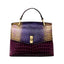 Women's Snake Print Vegan Leather Shoulder Bag in purple