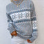 Women's Snowflake Mock Neck Sweater with Relaxed Fit in gray