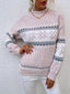 Women's Snowflake Mock Neck Sweater with Relaxed Fit