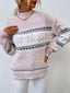 Women's Snowflake Mock Neck Sweater with Relaxed Fit