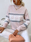 Women's Snowflake Mock Neck Sweater with Relaxed Fit