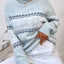 Women's Snowflake Mock Neck Sweater with Relaxed Fit in blue