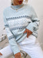 Women's Snowflake Mock Neck Sweater with Relaxed Fit
