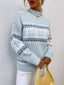 Women's Snowflake Mock Neck Sweater with Relaxed Fit