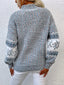 Women's Snowflake Mock Neck Sweater with Relaxed Fit