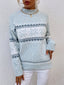 Women's Snowflake Mock Neck Sweater with Relaxed Fit