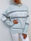 Women's Snowflake Mock Neck Sweater with Relaxed Fit