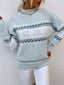 Women's Snowflake Mock Neck Sweater with Relaxed Fit