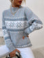 Women's Snowflake Mock Neck Sweater with Relaxed Fit