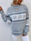 Women's Snowflake Mock Neck Sweater with Relaxed Fit