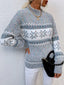 Women's Snowflake Mock Neck Sweater with Relaxed Fit