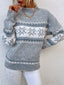 Women's Snowflake Mock Neck Sweater with Relaxed Fit