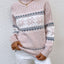 Women's Snowflake Mock Neck Sweater with Relaxed Fit in pink