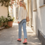 Back view of the square heel ankle boots