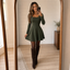 Women's Square Neck Long Sleeve A-Line Mini Dress