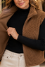 Women's stand collar plush thermal puffer vest in coffee