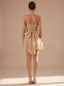 Women's Strapless Glitter Tulle Mini Dress with Ruched Bodice