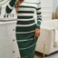 Women's Striped Mock Neck Sweater Dress in green