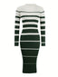 Women's Striped Mock Neck Sweater Dress