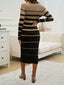 Women's Striped Mock Neck Sweater Dress