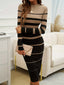 Women's Striped Mock Neck Sweater Dress