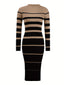 Women's Striped Mock Neck Sweater Dress