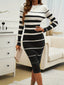 Women's Striped Mock Neck Sweater Dress